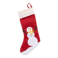 Meia vermelha boneco de neve 42 cm