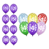 Balões de aniversário em látex com números 30 cm - PartyDeco - 50 unidades