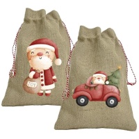Saco de presente de Natal em juta sortido 34 x 25 cm - 1 unid.
