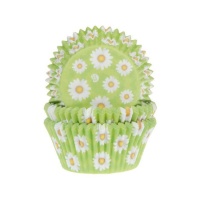 Forminhas verdes com margaridas para cupcakes - House of Marie - 50 unidades
