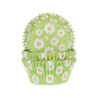 Cápsulas para cupcakes verdes com margaridas - House of Marie - 50 unid.