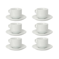 Chávena de café de 220 ml com pires de porcelana - Vessia - 6 serviços