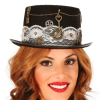 Chapéu Steampunk de feltro preto