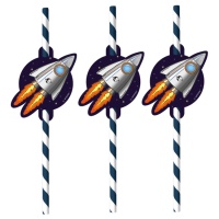 Palhinhas de astronauta e do espaço 19,8 cm - 8 unid.