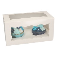 Caixa branca para 1 cupcake com janela de 9 x 9 x 13 cm - FunCakes - 25 unidades