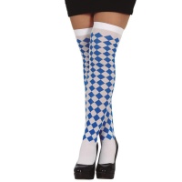 Meias Oktoberfest azul e branco com diamantes