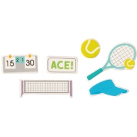 Decoração de açúcar 2D para cupcakes com tema Ténis - 12 peças