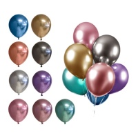 Balões de látex cromados de 30 cm biodegradáveis - Globos Nordic - 10 unidades
