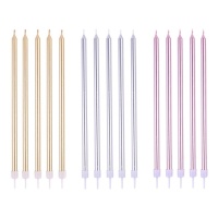 Velas metálicas com 18 cm de comprimento - PME - 16 unid.