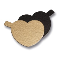 Base para bolo em forma de coração dourado e preto 8 x 8 cm - Dekora - 200 unid.