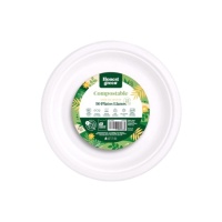 Pratos de 22 cm em cartão branco - 50 unidades.