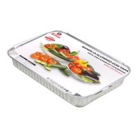 Recipiente descartável retangular de 31,5 x 26 x 5 cm com tampa - 3 peças