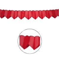 Garland de corações de papel vermelho - 6 m