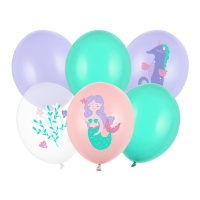 Balões sereia 30 cm - PartyDeco - 6 pcs.