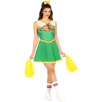 Fato de chefe de claque verde e amarelo para mulher