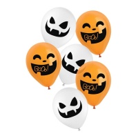 Balões de látex abóboras e fantasmas Boo - 6 unid.