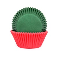 Cápsulas de cupcake vermelho e verde - Casa de Marie - 50 pcs.