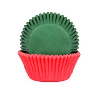 Cápsulas para cupcakes vermelho e verde - Casa da Marie - 50 unid.