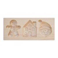 Molde de madeira para carimbar biscoitos recheados de Natal - scrapcooking