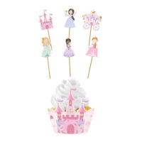 Conjunto de wrappers e picks de princesas - 6 unidades