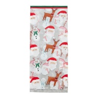 Sacos de bombons de Natal transparentes 24 x 10 cm - Wilton - 20 pcs.