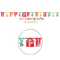 Grinalda personalizável Happy Birthday Farmhouse - 3 m