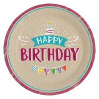 Pratos Kraft Feliz Aniversário 23 cm - 8 unidades