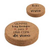 Bases para copos de vinho com mensagem - 4 unid.