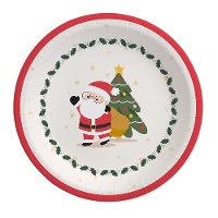 Pratos de Papai Noel vermelho e branco de 23 cm - 6 unidades