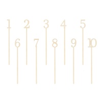 Marcadores de números de mesa de madeira - 10 pcs.