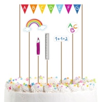 Topo de bolo escolar 20 cm - 6 peças - Amscan
