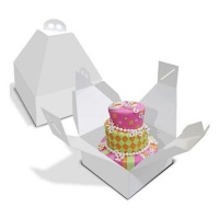 Caixa 24 x 24 x 28 cm para bolos com pega e altura especial.