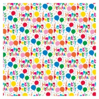 Papel de presentes de Happy Birthday branco de 1,52 x 0,76 m