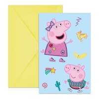 Convites Peppa pig e George - 6 unidades