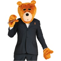 Conjunto de cabeça e mãos de urso para adultos