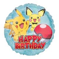 Balão Feliz Aniversário Pokémon Pikachu e Pichu 43 cm - Anagrama