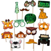 Kit para photocall de animais Safari - 15 unidades