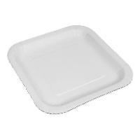 Pratos de 26 cm de cartão branco quadrados - 12 unidades