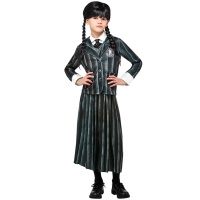 Fato de Wednesday Addams em uniforme de criança