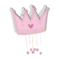 Piñata em forma de coroa cor-de-rosa