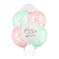 Balões de látex Love you Mum de 30 cm - PartyDeco - 50 unidades