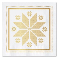Guardanapos brancos de Natal de bordado dourado de 12,5 x 12,5 cm - 30 unidades
