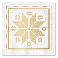 Guardanapos de Natal bordados a ouro branco 12,5 x 12,5 cm - 30 unid.