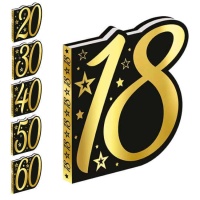 Livro de aniversário com estrelas pretas e douradas