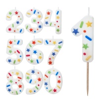 Vela de confettis com números 5,5 cm - 1 peça