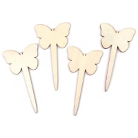 Palitos de madeira para borboletas para decoração - 4 unid.
