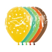 Balões de látex de Dino Party de cores de 30 cm - Sempertex - 12 unidades