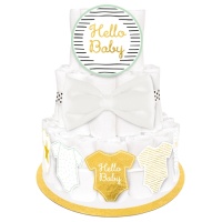 Kit de decoração de bolos com fraldas Hello Baby - 5 peças