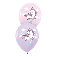 Balões de látex de Feliz Aniversário Unicórnio de 30 cm - 6 unidades