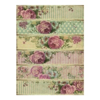 Papel de arroz adesivo com rebordos de rosas de 29,7 x 42,5 cm - Artis decor - 1 unidade